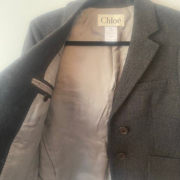 Chloe Vintage 100% Wool Dark Grey Blazer Size 40‎ - Picture 3 of 6